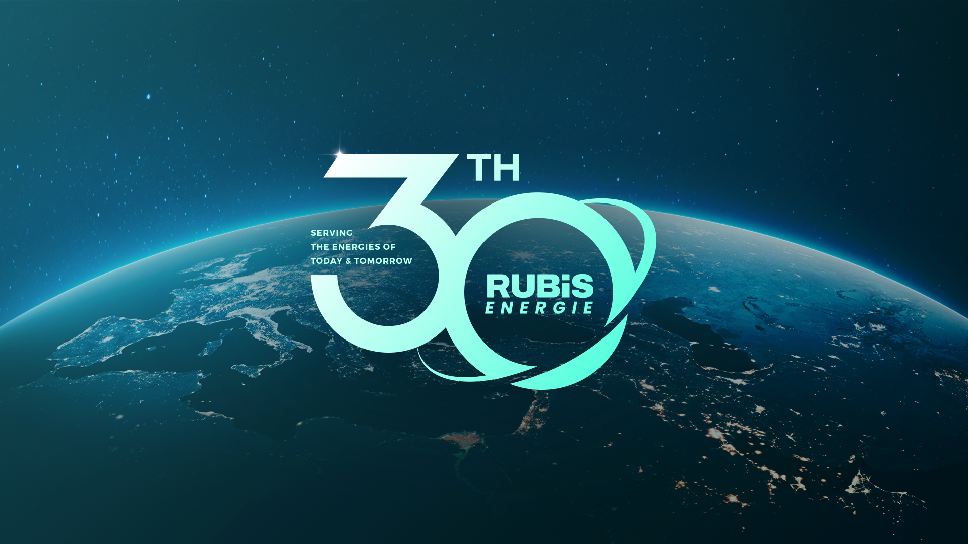 Selo comemorativo dos 30 anos da Rubis Énergie - Serving the energies of today & tomorrow.